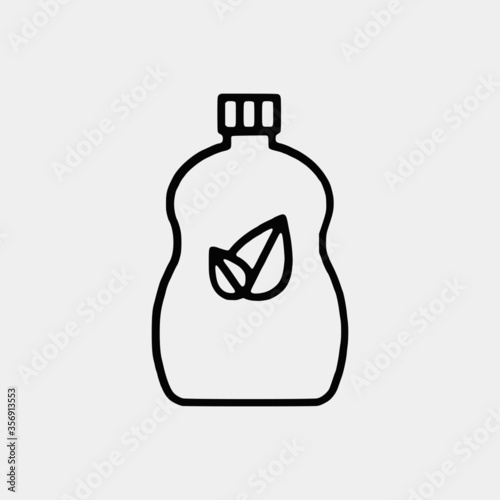 Cleaning outline vector icon set and chemical Cans and Equipment of Cleaning Machine
