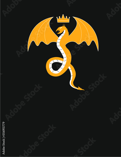 icona illustrazione drago dorato con corona per tazza caffelatte mug caffe locandina biglietto da visita