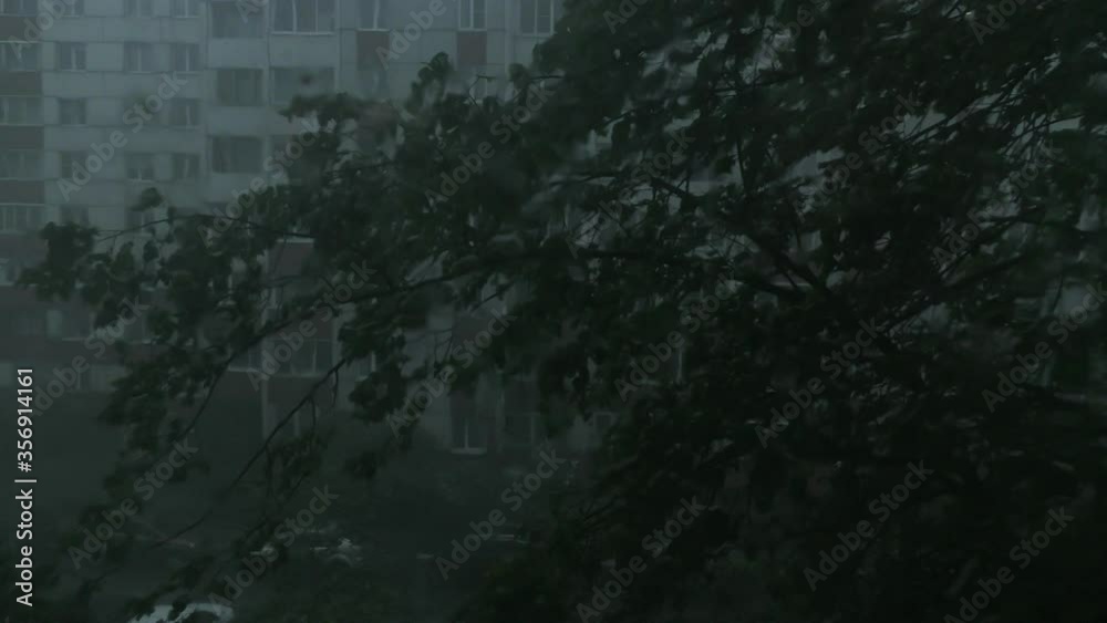 A powerful and gloomy thunderstorm outside the window. A powerful and gloomy thunderstorm outside the window.