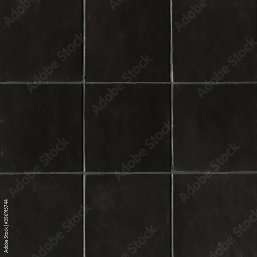 Glazed ceramic wall tile with black smooth gloss finish seamless