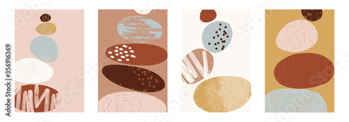 Abstract illustration with balanced pebbles. Balanced pebbles with different textures