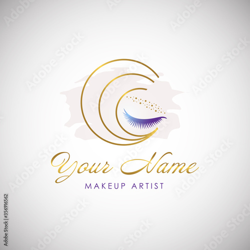 Luxury Beauty Eye Lashes Logo. Cosmetic Symbol Icon. Vector Illustration