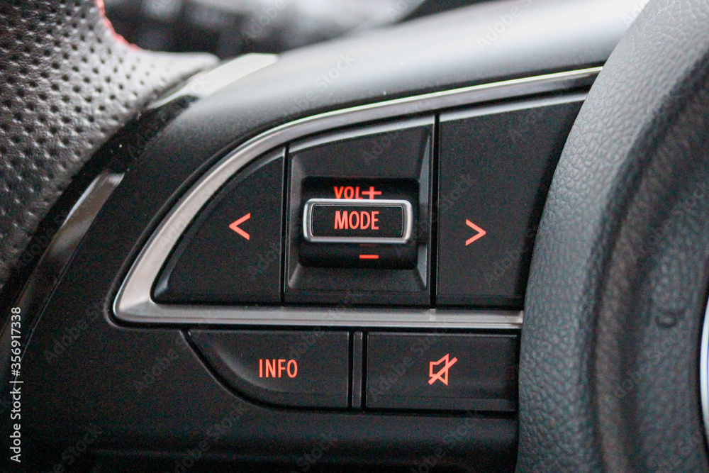 Audio controls on car steering wheel