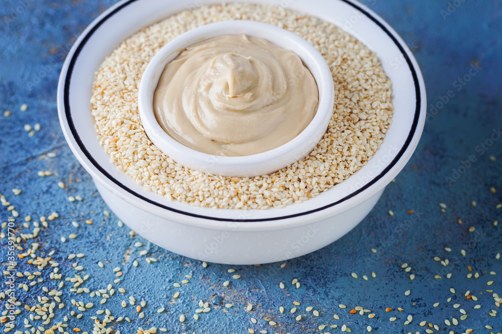 bowl of tahini sauce bowl of tahini sauce