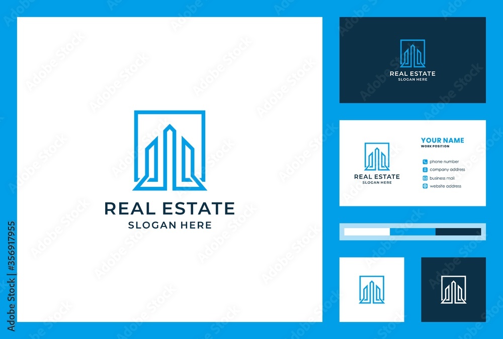 real estate logo design with business card premium vector. real estate logo design with business card premium vector.