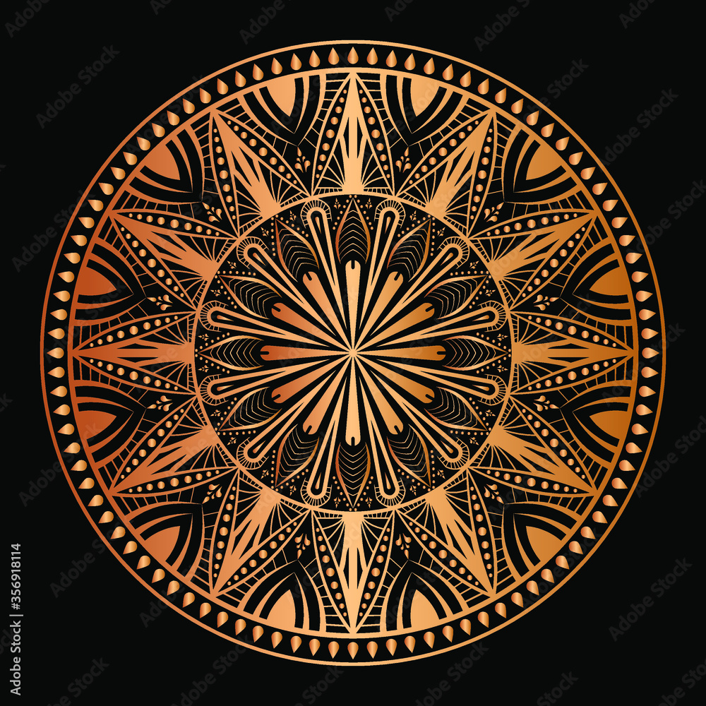 Luxury mandala art with golden background east style