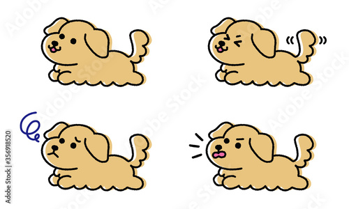 喜怒哀楽のミニチュアダックスフンド イラストセット（ベクター）