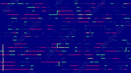 Seamless loop of digital big data flow lights and computer data transfer on dark blue background