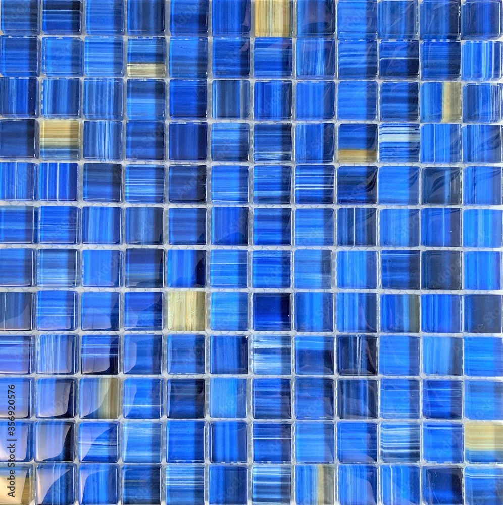 Seamless Blue Yellow glass mosaic tile texture for Pool, Jacuzzi