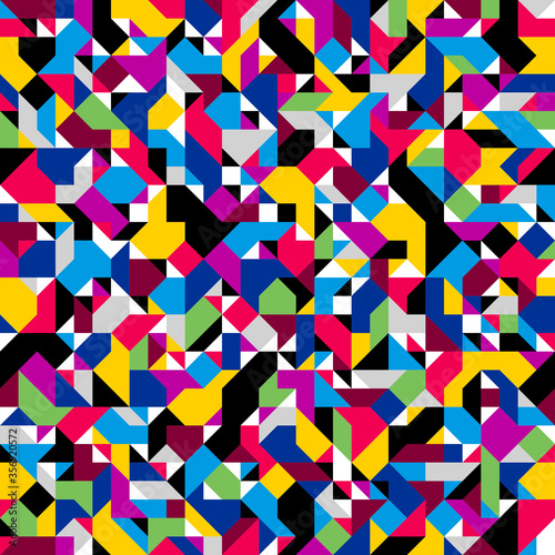 Geometric mosaic vector seamless pattern, chaotic abstract background for wallpapers, wrapping paper or website backgrounds.