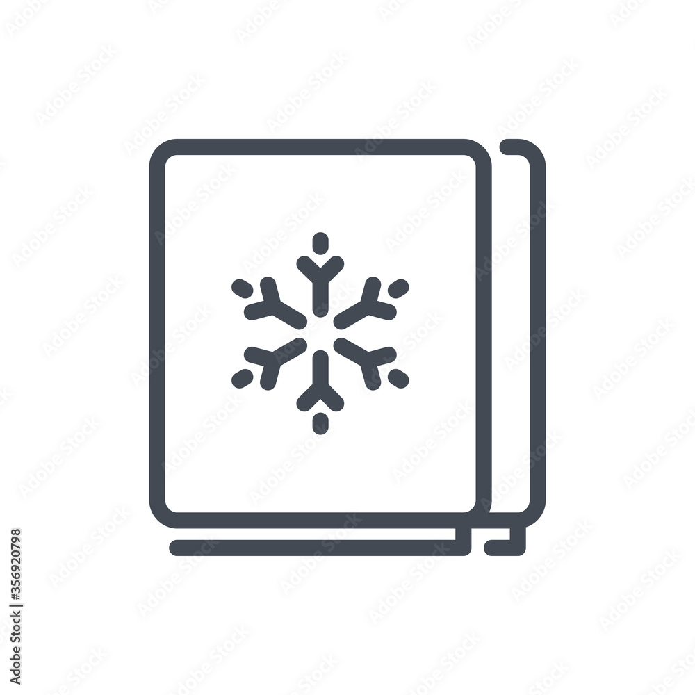Freezer line icon. Fridge with Snowflake vector outline sign. Freezer line icon. Fridge with Snowflake vector outline sign.