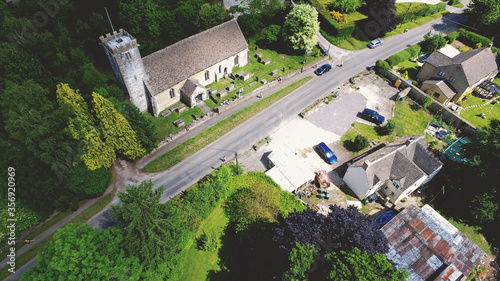 Church kissed by the sun Aerial view