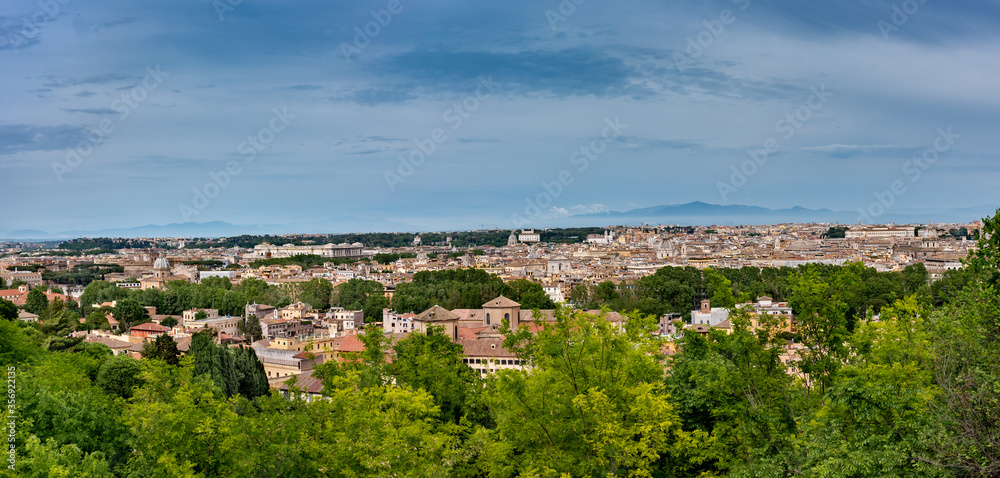 Panoramic view over the historic center of Rome, Italy