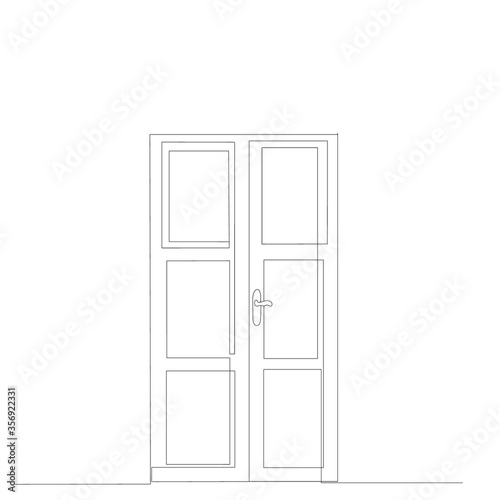  isolated, front door drawing in one continuous line