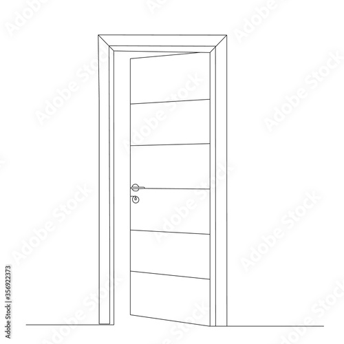  isolated, front door drawing in one continuous line