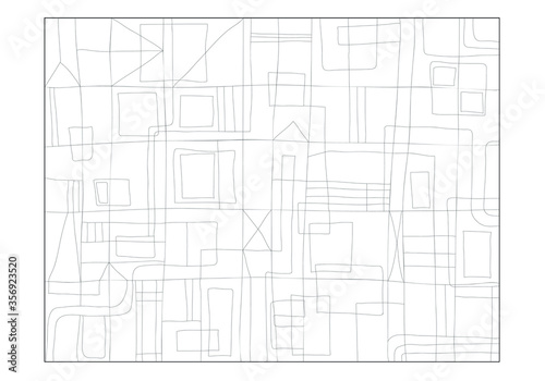 Coloring page composition art pattern. Coloring book for adult and children. Anxiety illustration. Horizontal composition.
