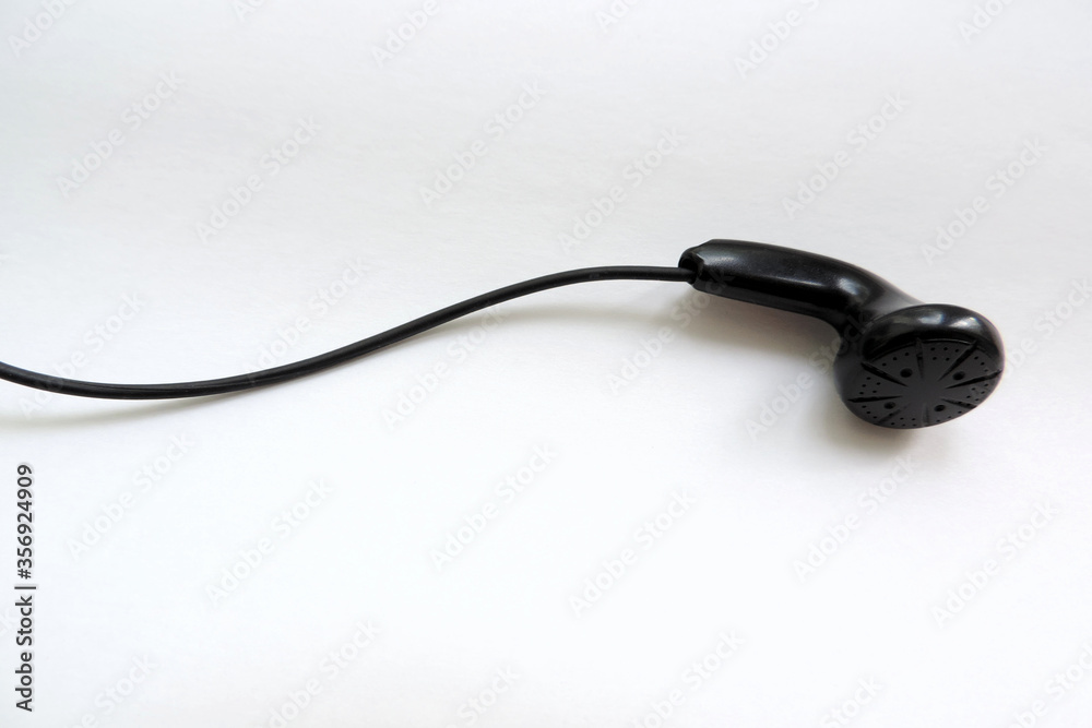one black Headphones isolated on white background one black Headphones isolated on white background