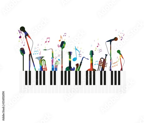 Colorful music notes background  abstract sign and symbol
