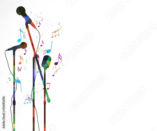 Colorful music notes background, abstract sign and symbol