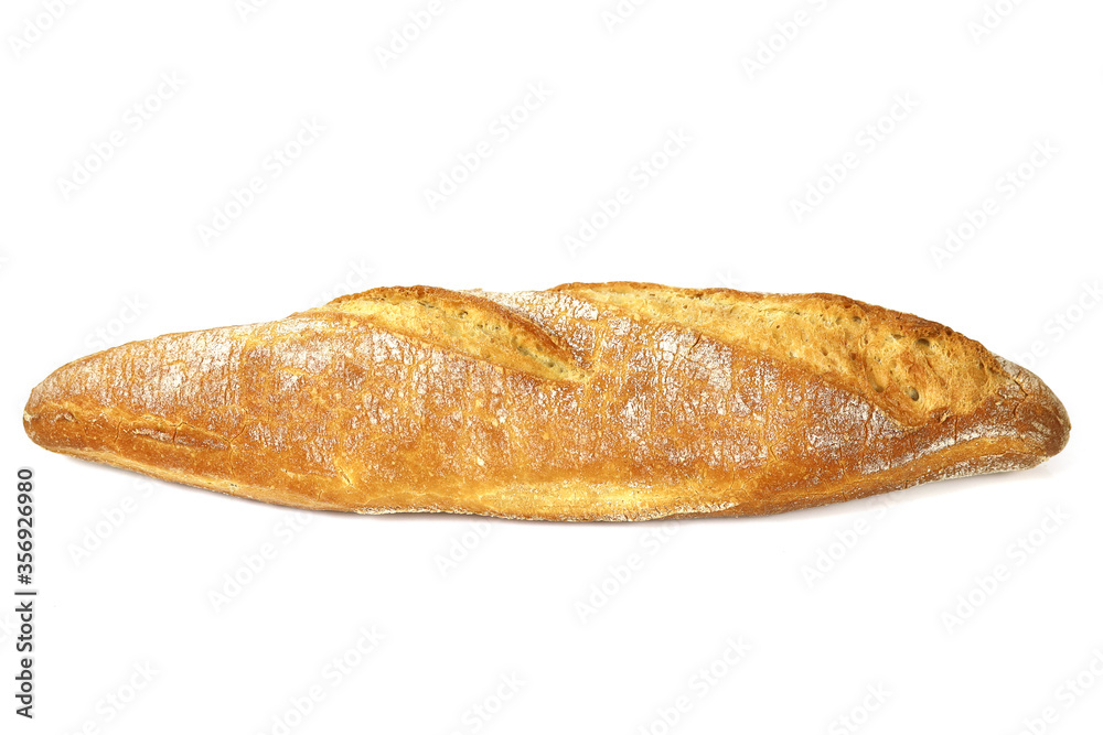 baguette de pain française sur un fond blanc