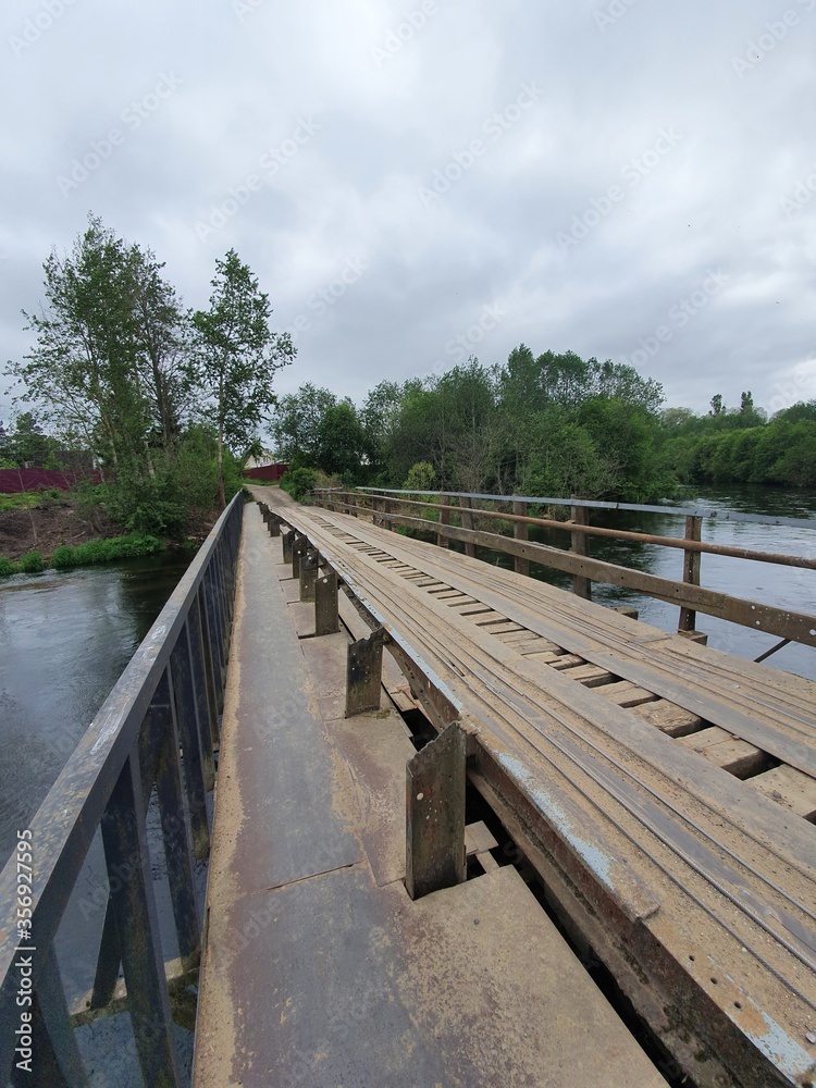 wooden bridge over river