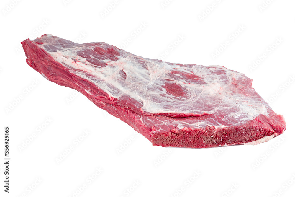 Fototapeta premium Pork brisket on a white background, meat production, meat factory, farm, object on white background pork belly