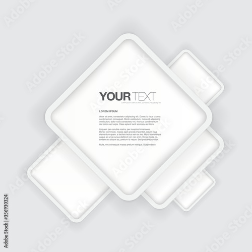 Abstract white rounded squares text box design on simple grey background 
Eps 10 stock vector illustration