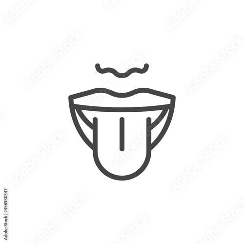 Thin Outline Mouth and Tongue Icon. Such Line sign as Articulation, Taste Perception, Sensory or Language. Vector Computer Custom Isolated Pictograms EPS 10 for Web on White Background Editable Stroke