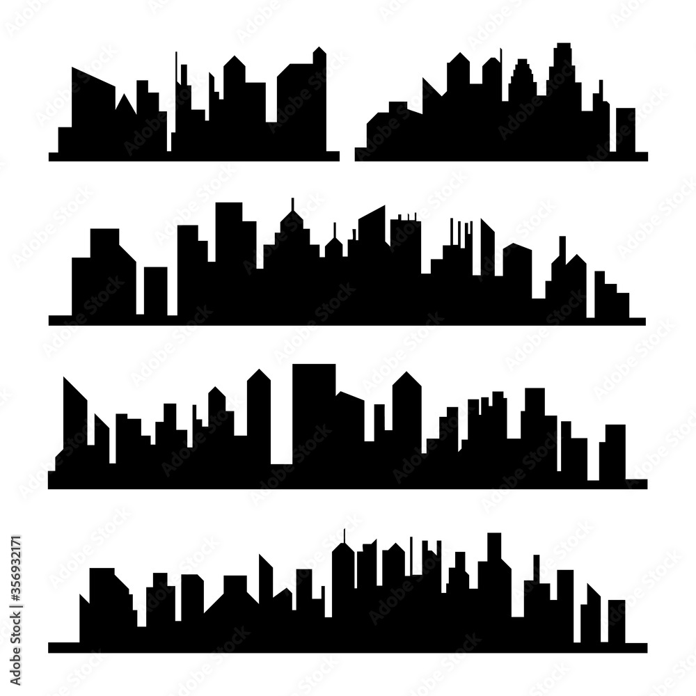 A silhouette set of cities, vector.