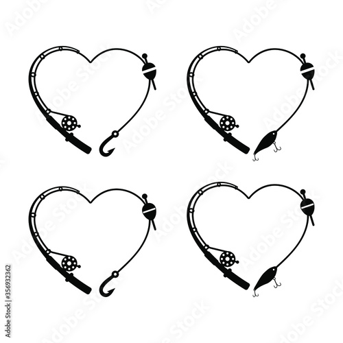 Heart fishing rod vector illustration, good for gift idea for fisherman.