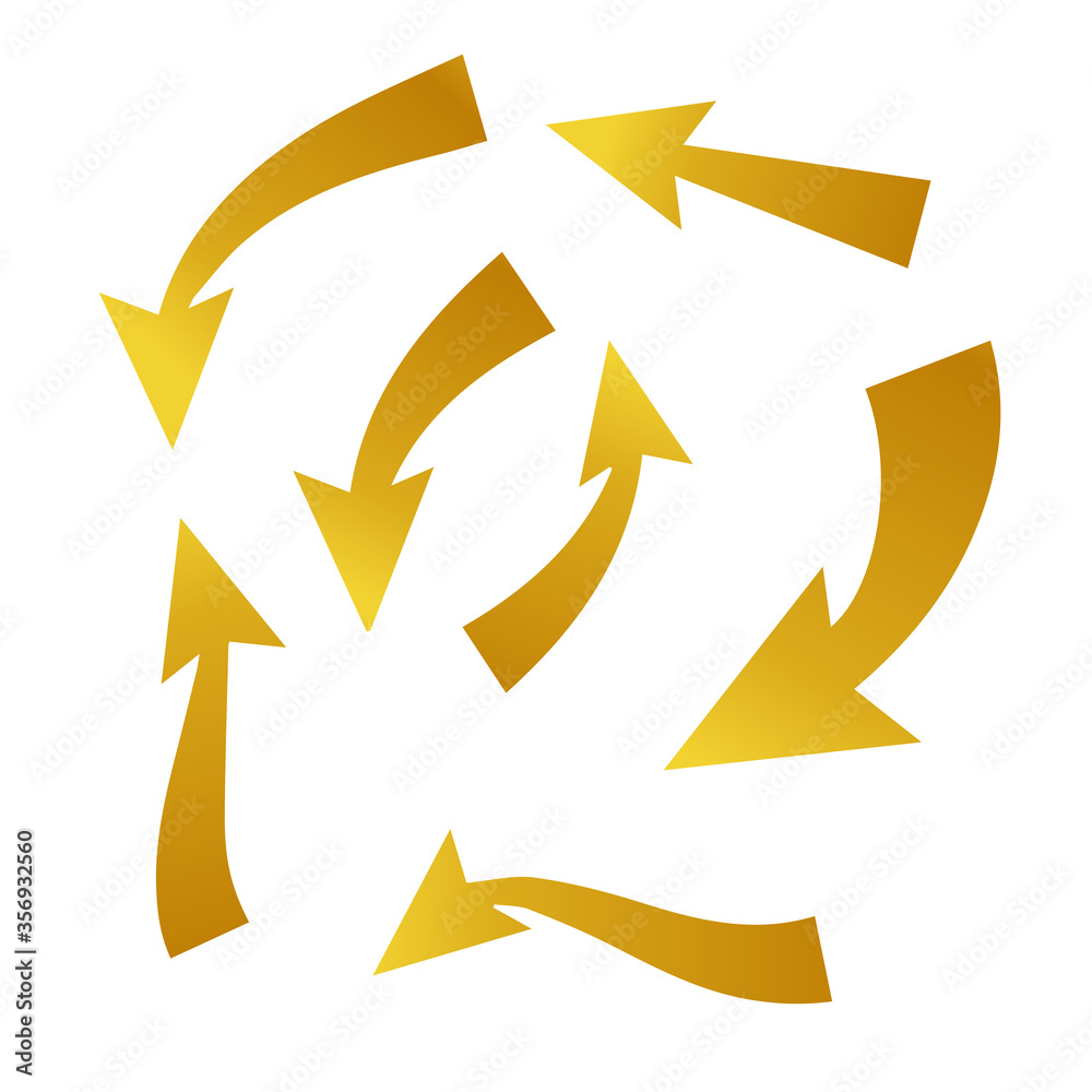 Set of golden stickers from arrows. 10EPS. vector Set of golden stickers from arrows. 10EPS. vector