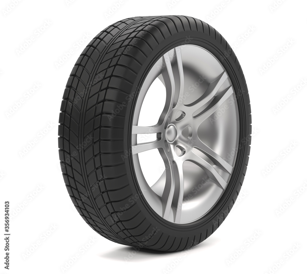 Car wheel isolated on white background