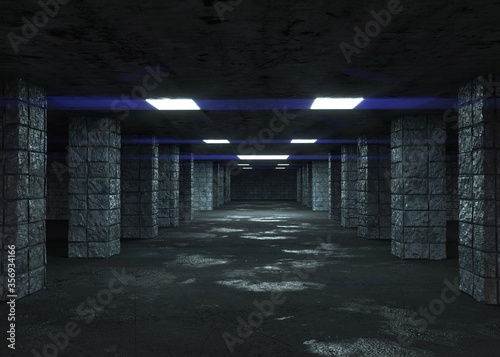 Dark underground 3d rendering