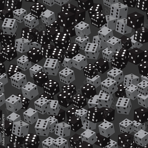 Black Gray Dice Seamless Pattern  3D Illustration