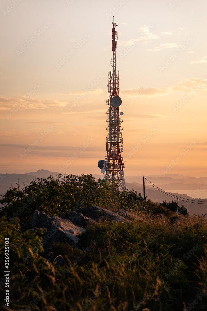 Communication antenna at the top of mount Jaizkibel at the basque coast. Communication antenna at the top of mount Jaizkibel at the basque coast.
