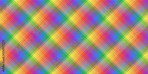 rainbow colors tartan fabric texture pattern for lgbt kilt editable vector illustration