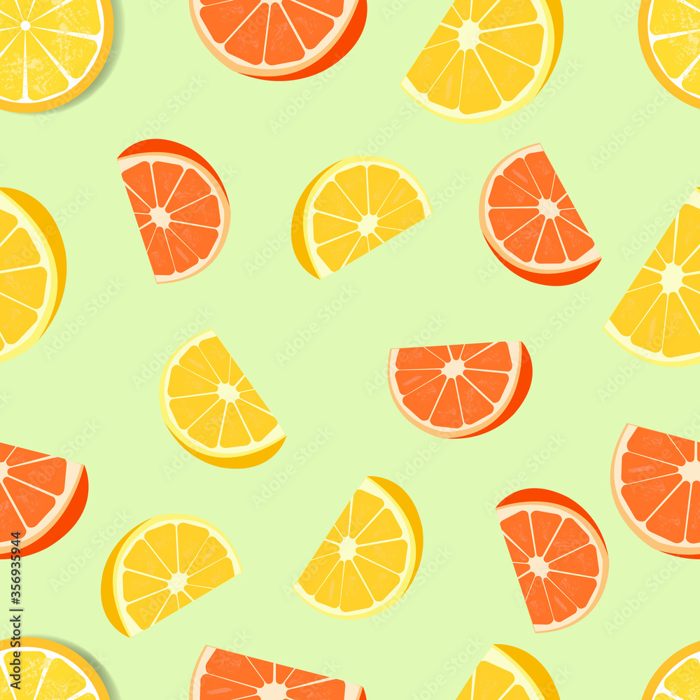vector illustration of a seamless pattern of summer fruit lemon wedges