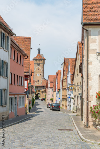 Panoramic aerial view of Rothenburg in a beautiful summer day, Germany