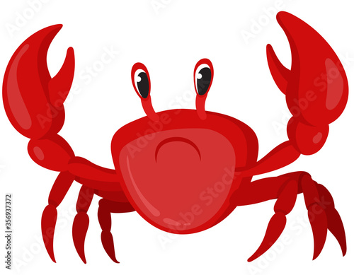 Crab in cartoon style. Sea animal isolated on white background.
