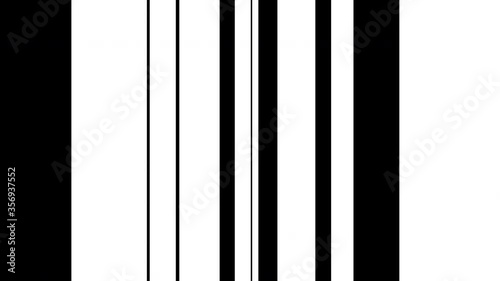 Abstract black and white background with loop animation of vertical lines and stripes