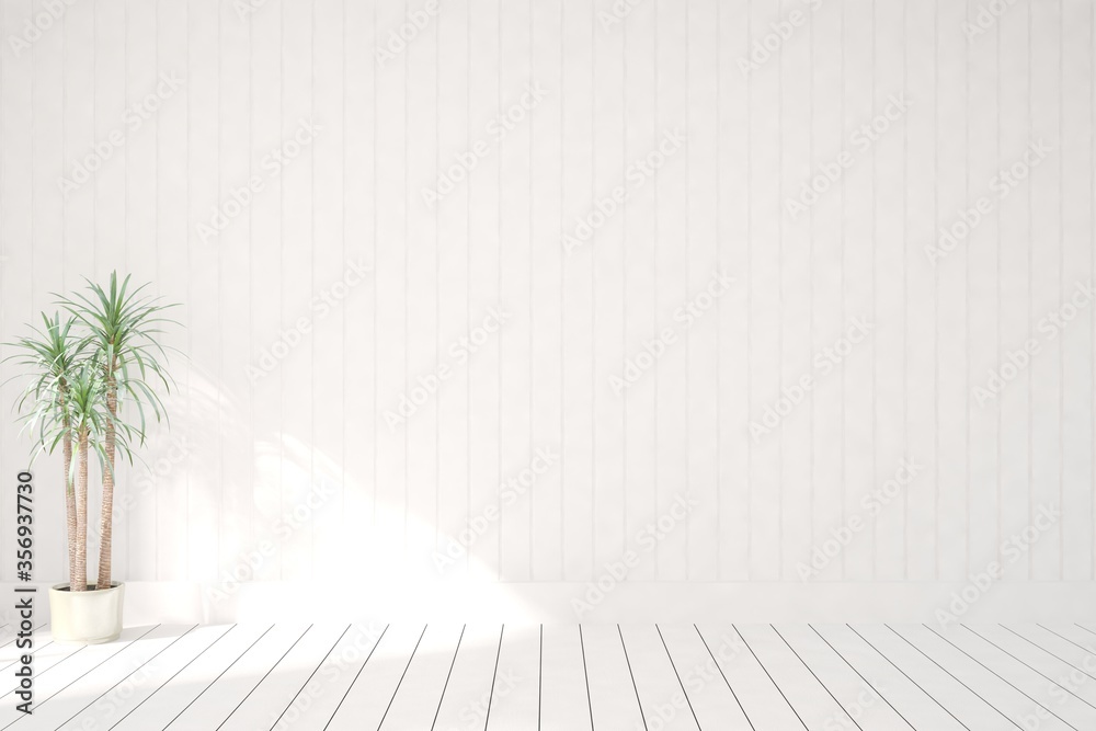 White empty room. Scandinavian interior design. 3D illustration White empty room. Scandinavian interior design. 3D illustration