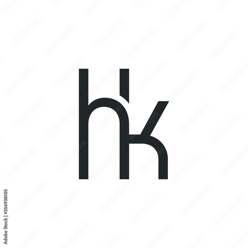 HK vector letter alphabet logo design in vector format. Minimal perfect concept initials.	