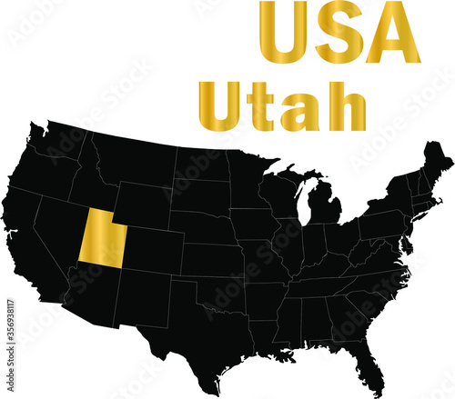 USA Utah golden outline map