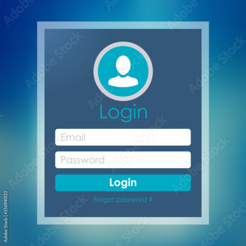 Modern Login form page. Website UI vector elements. - Vector Illustration with Blurry Background