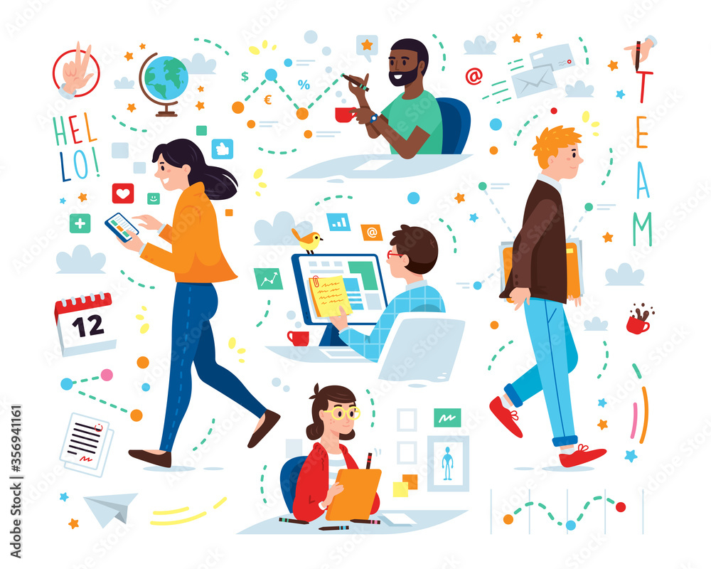 Fototapeta premium creative people illustration, great elements for team company illustration