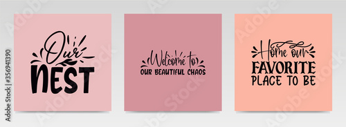 Doormat quotes letter typography set illustration.