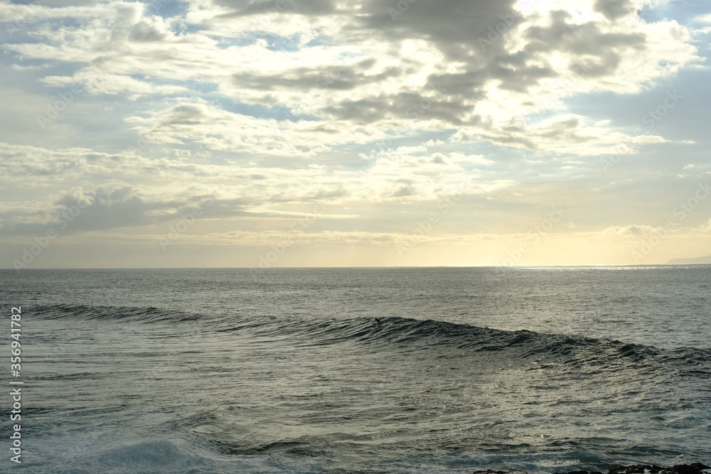 
seascape overlooking the atlantic ocean in tenerife on sunset