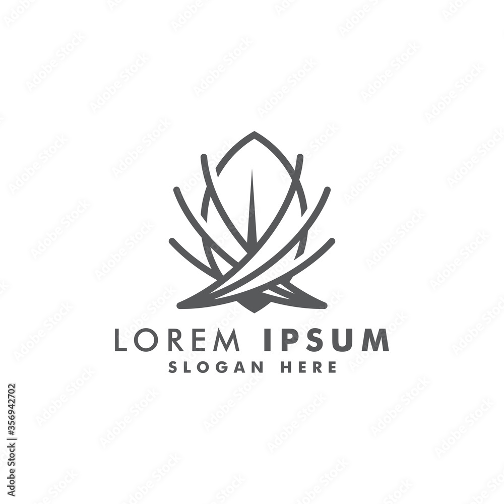 Abstract leaf line art logo design vector illustration Abstract leaf line art logo design vector illustration