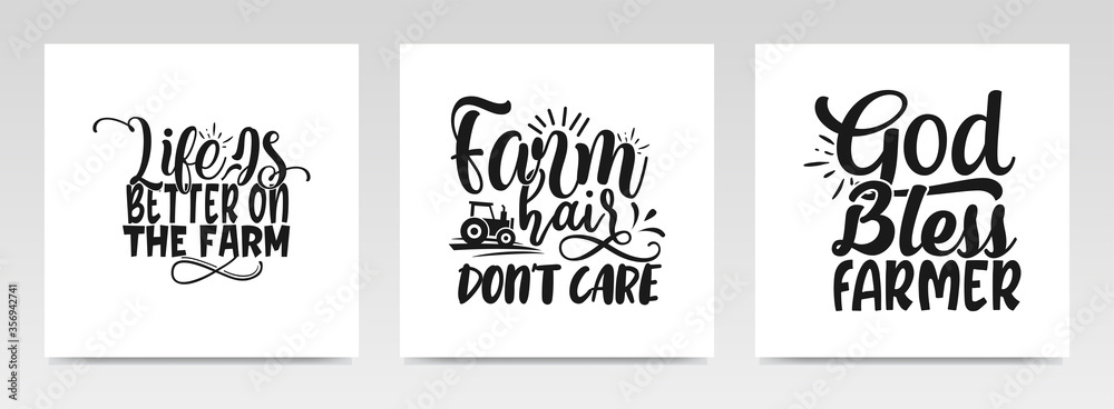 Farming quotes letter typography set illustration. Farming quotes letter typography set illustration.