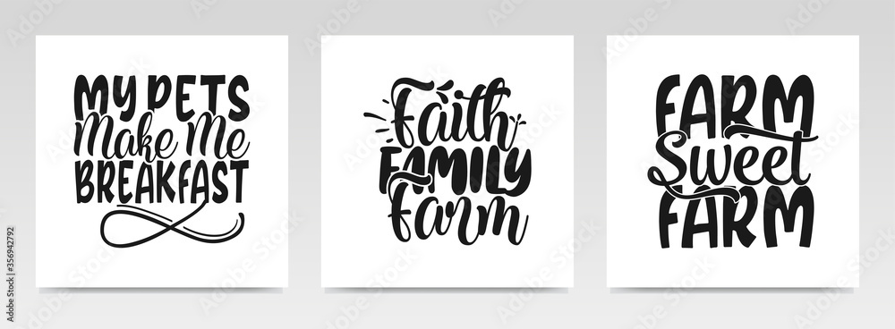 Farming quotes letter typography set illustration.